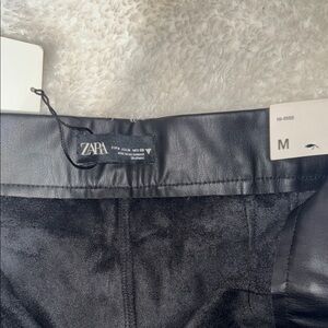 Zara Sleek Black Leatherette Trousers (Leggings)